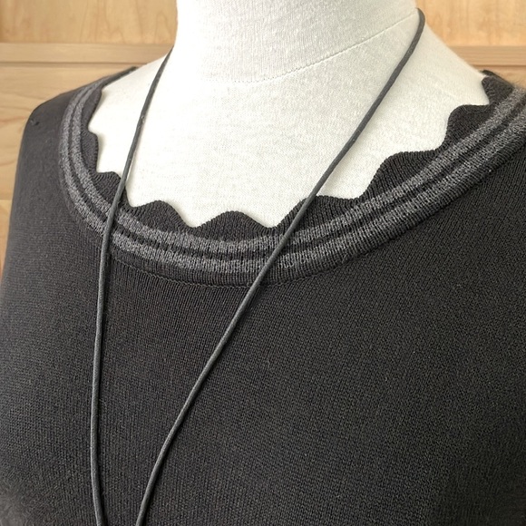 Vince Camuto Black And Grey Cotton Blend Fitted/Flare Midi Dress, Size L - Picture 3 of 14